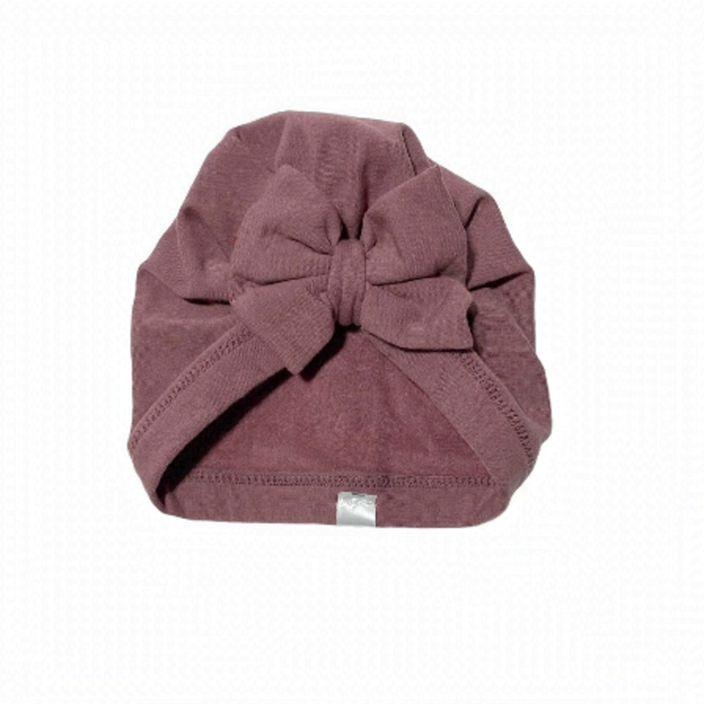 Soft Bow Turban Hat for Kids - Mauve Pink